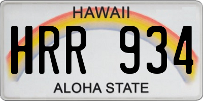 HI license plate HRR934