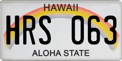HI license plate HRS063