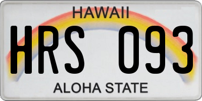 HI license plate HRS093