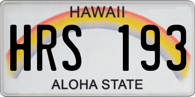 HI license plate HRS193