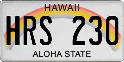 HI license plate HRS230