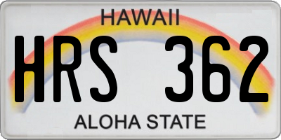 HI license plate HRS362