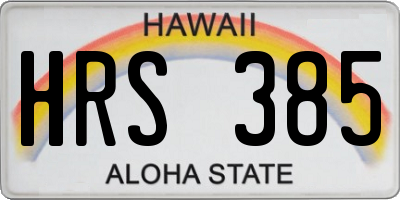 HI license plate HRS385