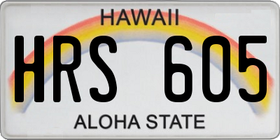 HI license plate HRS605