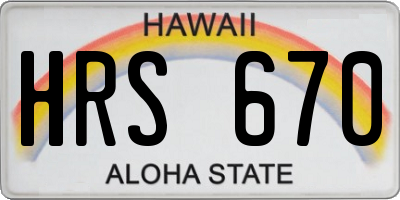 HI license plate HRS670