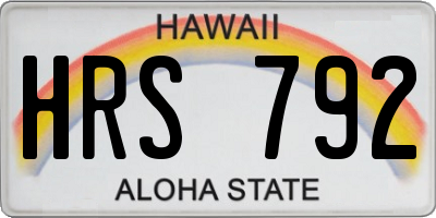 HI license plate HRS792