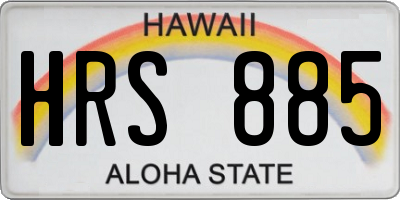 HI license plate HRS885