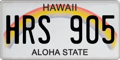 HI license plate HRS905