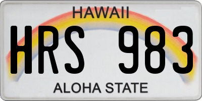 HI license plate HRS983
