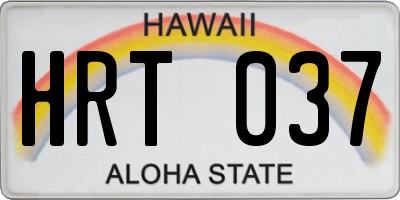 HI license plate HRT037