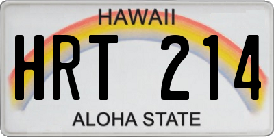 HI license plate HRT214