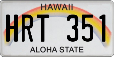 HI license plate HRT351