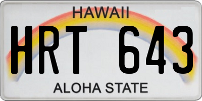HI license plate HRT643