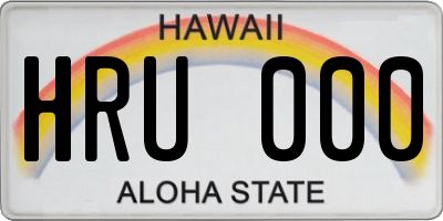HI license plate HRU000
