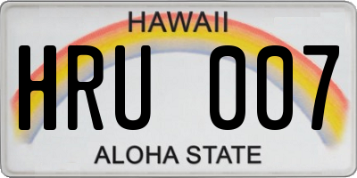 HI license plate HRU007