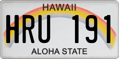 HI license plate HRU191