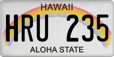 HI license plate HRU235