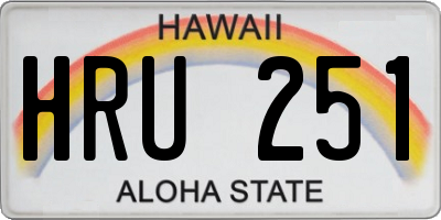 HI license plate HRU251