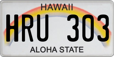 HI license plate HRU303