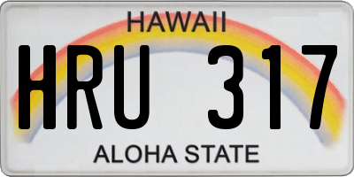 HI license plate HRU317