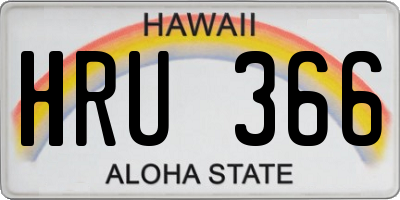 HI license plate HRU366