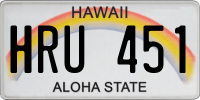 HI license plate HRU451