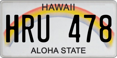 HI license plate HRU478