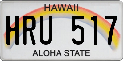 HI license plate HRU517