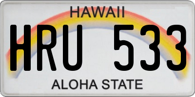 HI license plate HRU533