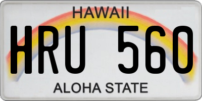 HI license plate HRU560