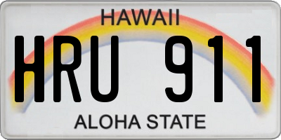 HI license plate HRU911