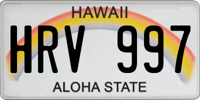 HI license plate HRV997