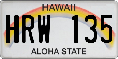 HI license plate HRW135