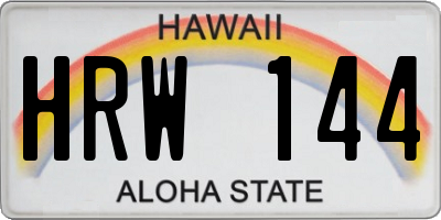 HI license plate HRW144