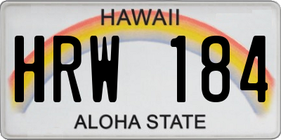HI license plate HRW184