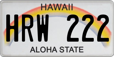 HI license plate HRW222