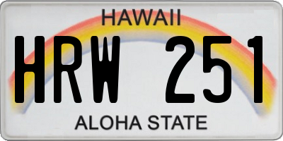 HI license plate HRW251