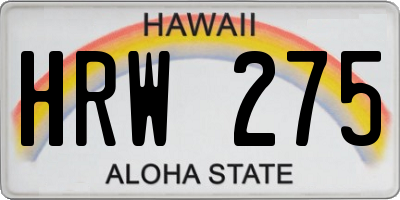 HI license plate HRW275