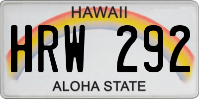HI license plate HRW292