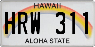 HI license plate HRW311