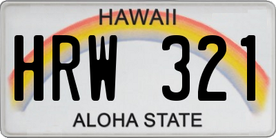 HI license plate HRW321