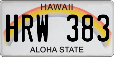 HI license plate HRW383