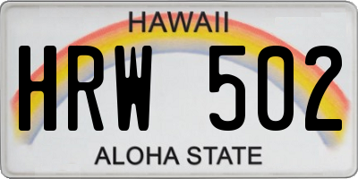 HI license plate HRW502
