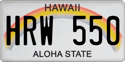 HI license plate HRW550