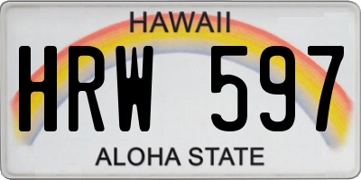 HI license plate HRW597