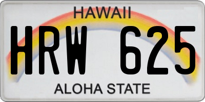 HI license plate HRW625