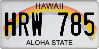 HI license plate HRW785
