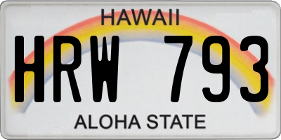 HI license plate HRW793