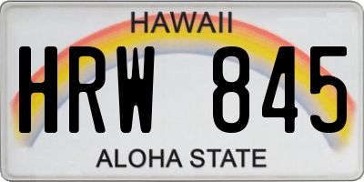 HI license plate HRW845