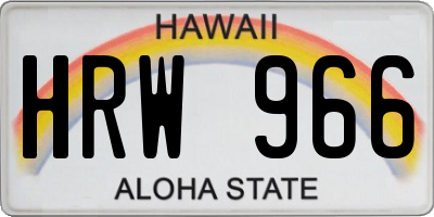 HI license plate HRW966